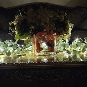 Illuminated Floral Centerpiece in Glass Vase
